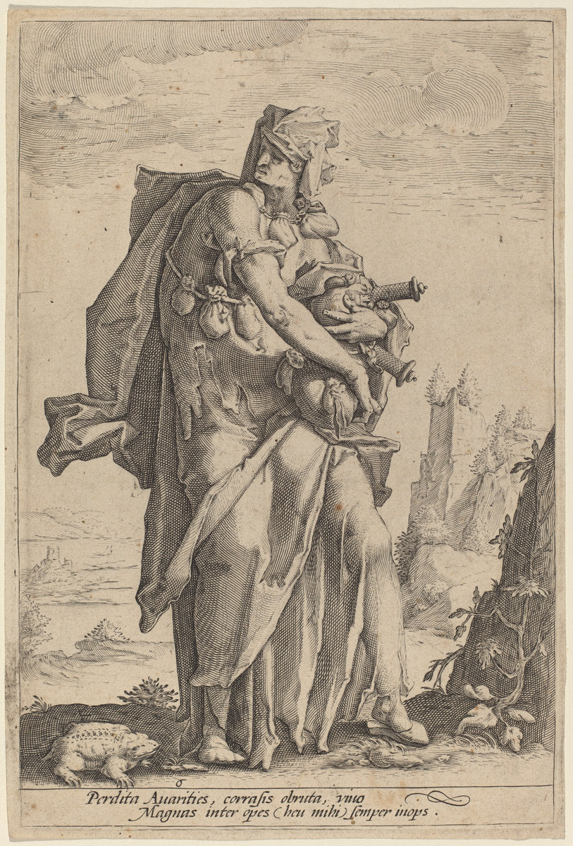 Avarice by Jacob Matham (Dutch, 1571 - 1631), 16X12"(A3)Poster Print