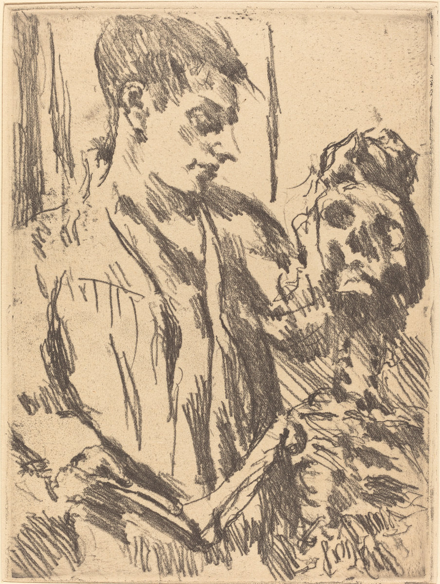Tod und Jüngling (Death and the Young Man) by Lovis Corinth (German, 1858 - 1925), 16X12"(A3)Poster Print