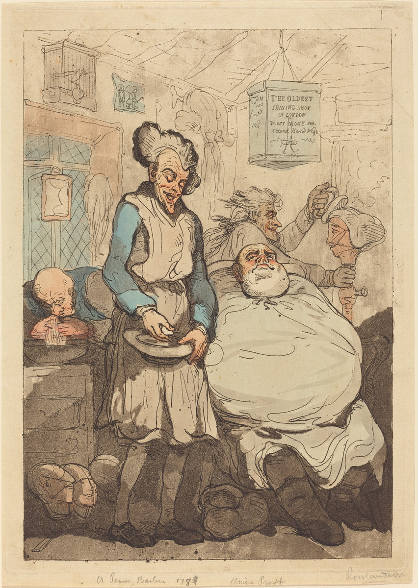 A Penny Barber by Thomas Rowlandson (British, 1756 - 1827), 16X12"(A3)Poster Print