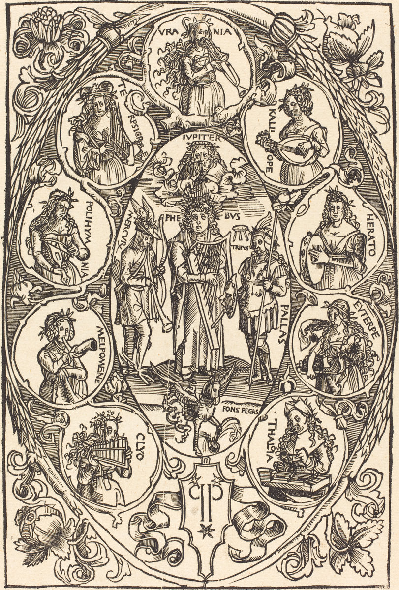 Apollo and the Muses by Hans Süss von Kulmbach (German, c. 1485 - 1522), 16X12"(A3)Poster Print
