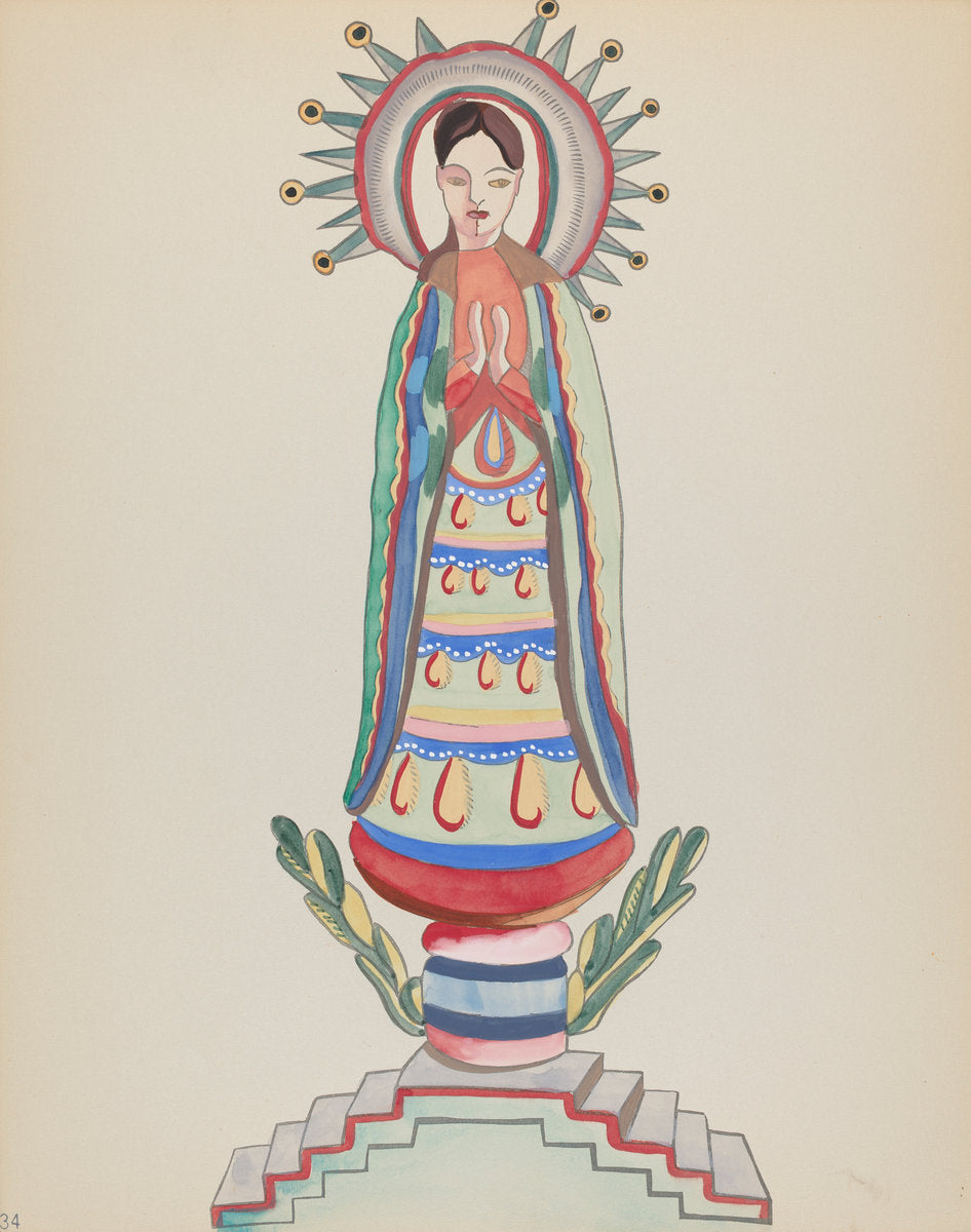 1934/1942 by American 20th Century (Plate 34: Our Lady of Light: From Portfolio "Spanish Colonial Designs of New Mexico), 16X12"(A3)Poster Print