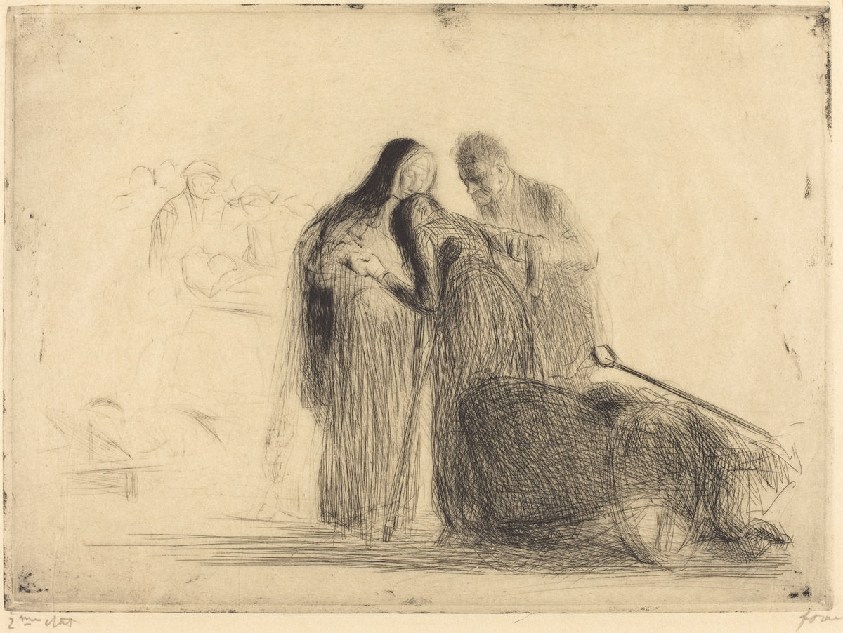 Lourdes, the Paralytic (second plate) by Jean-Louis Forain (French, 1852 - 1931), 16X12"(A3)Poster Print