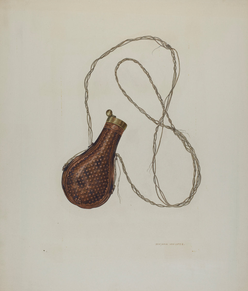 Powder Flask by Benjamin Von Lutze (American, active c. 1935), 16X12"(A3)Poster Print
