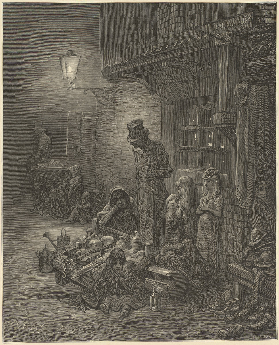 London. A Pilgrimage by Gustave Doré (artist) and Blanchard Jerrold (author) (French, 1832 - 1883), 16X12"(A3)Poster Print