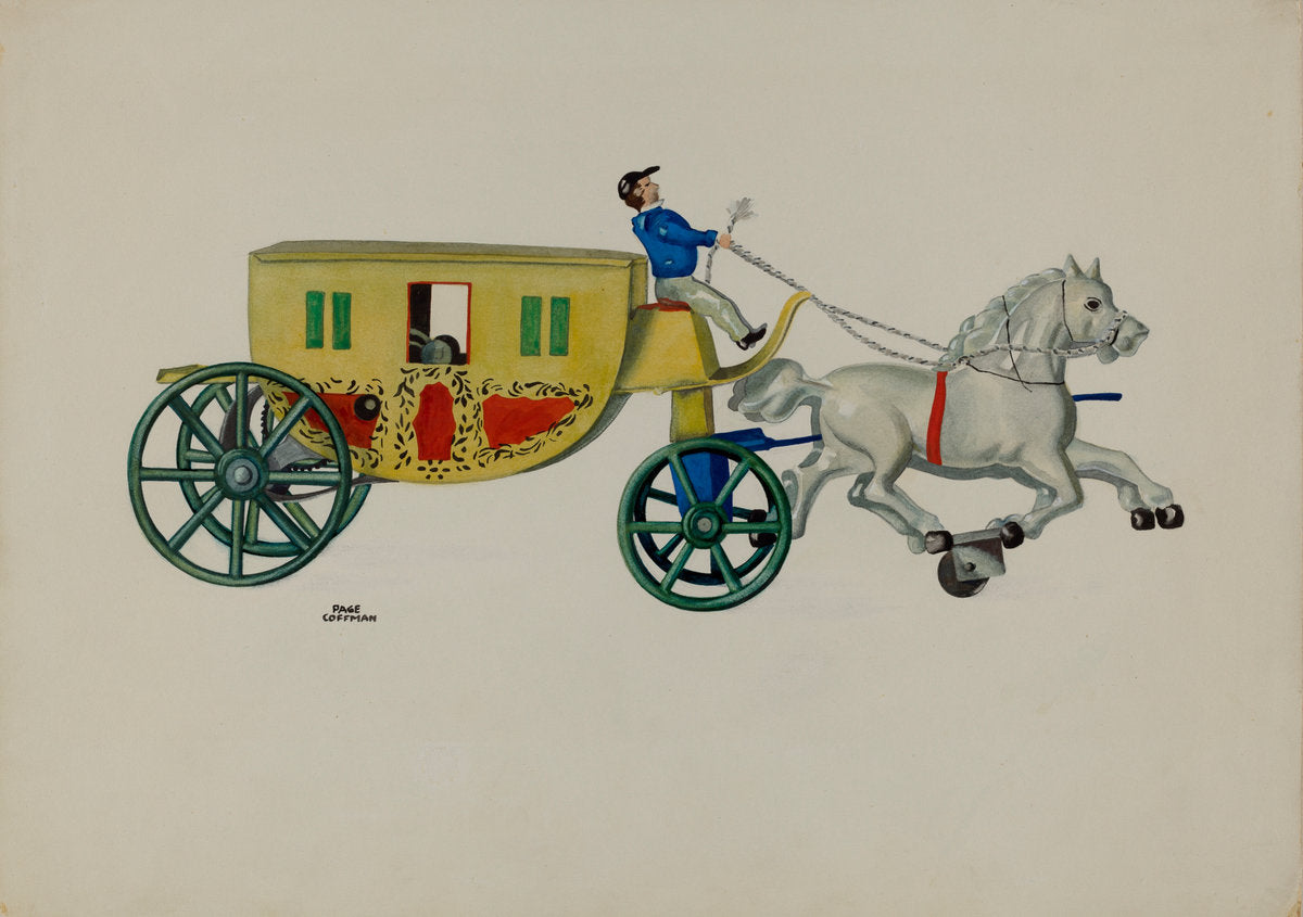 Toy - Two Horse Hack by Page Coffman (American, active c. 1935), 16X12"(A3)Poster Print