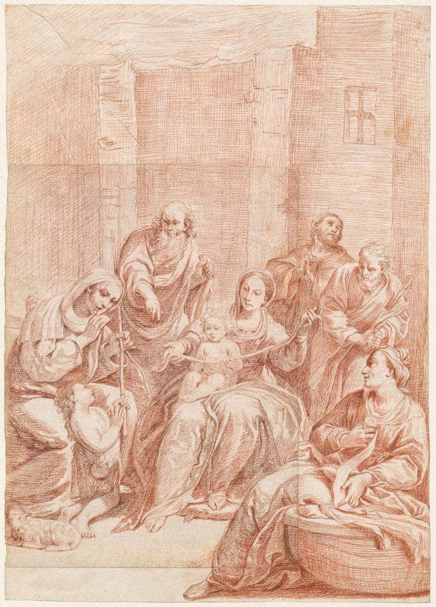 The Holy Family by Giuseppe Maria Crespi (Bolognese, 1665 - 1747), 16X12"(A3)Poster Print