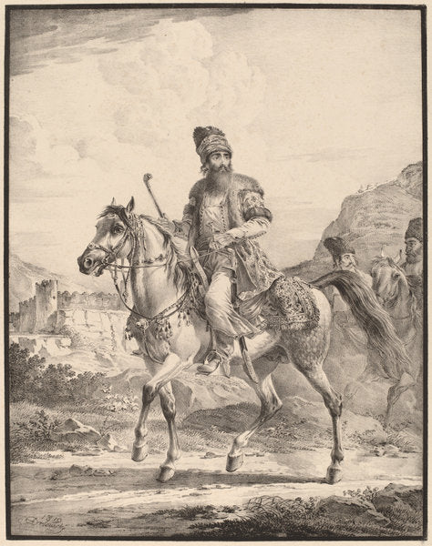 A Persian on Horseback by Aleksandr Osipovich Orlovskii (Russian, 1777 - 1832), 16X12"(A3)Poster Print