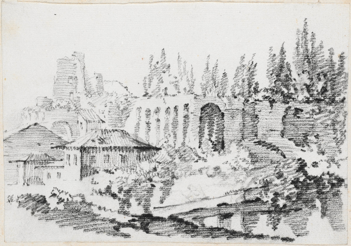 Ruins of the Imperial Palaces on the Palatine Hill by Joseph-Marie Vien (French, 1716 - 1809), 16X12"(A3)Poster Print