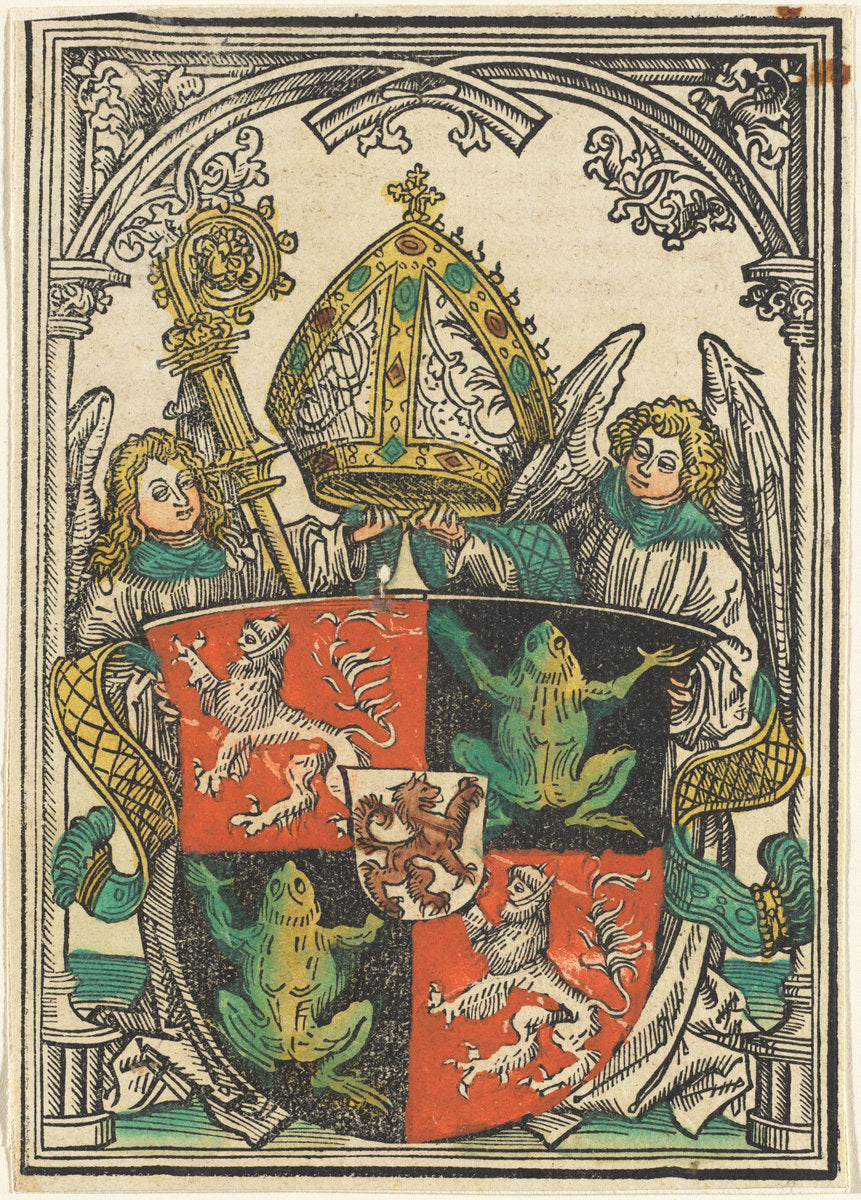 The Coat of Arms of Wigeleus von Fröschel, Bishop of Passau by Hans Burgkmair I (German, 1473 - 1531), 16X12"(A3)Poster Print