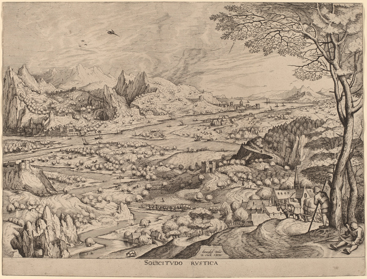 Solicitudo Rustica (Rustic Concerns) by Johannes and Lucas van Doetechum after Pieter Bruegel the Elder (Dutch, died 1605), 16X12"(A3)Poster Print