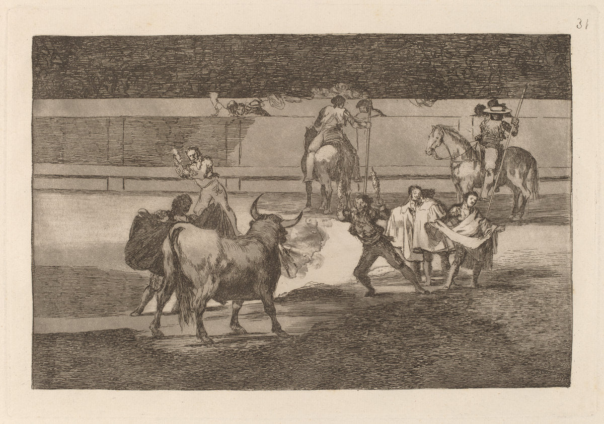 Banderillas de fuego (Banderillas with Firecrackers) by Francisco de Goya (Spanish, 1746 - 1828), 16X12"(A3)Poster Print