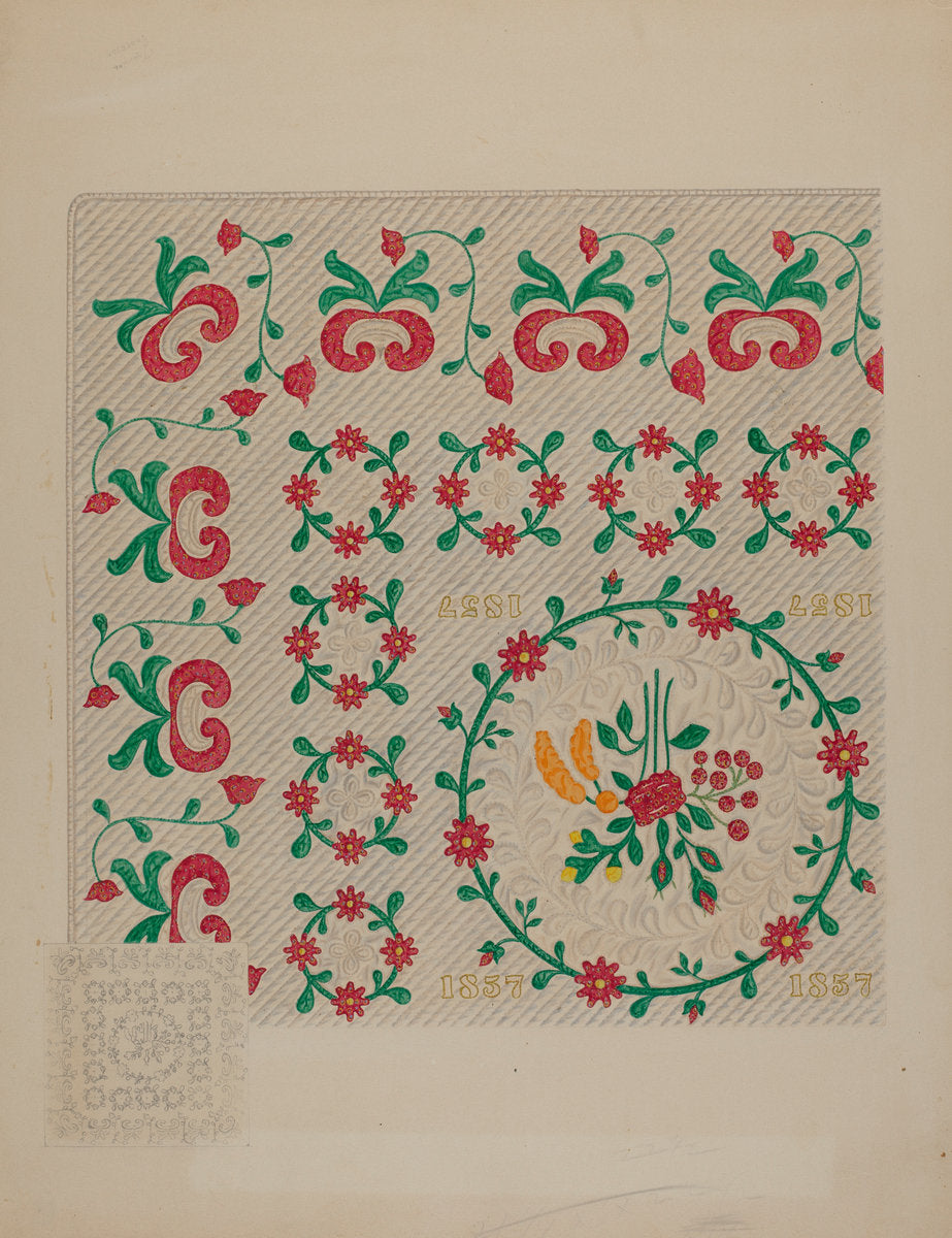Dated Quilt by Therkel Anderson (American, active c. 1935), 16X12"(A3)Poster Print
