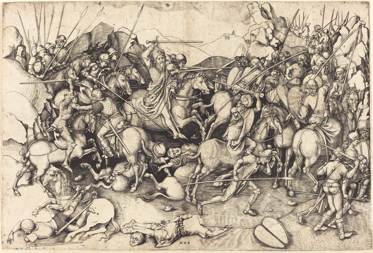 The Battle of Saint James at Clavijo by Martin Schongauer (German, c. 1450 - 1491), 16X12"(A3)Poster Print