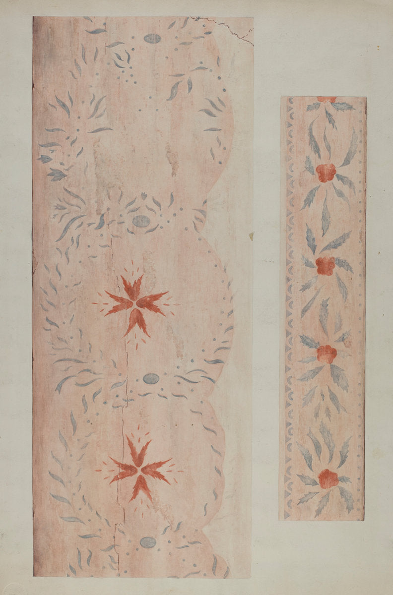 Stencilled Wall (From an Inn) by Ray Holden (American, active c. 1935), 16X12"(A3)Poster Print