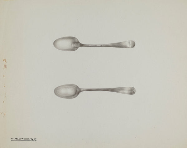 Silver Demi-tasse Spoon by Kalamian Walton (American, active c. 1935), 16X12"(A3)Poster Print
