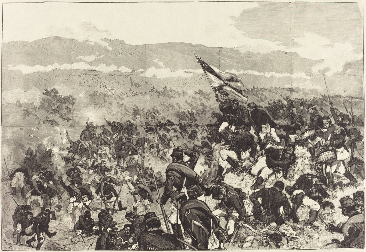 Bataille de Plevna. Le 30 Juillet, Attaque des Hauteurs... by Daniel Vierge (Spanish, 1851 - 1904), 16X12"(A3)Poster Print
