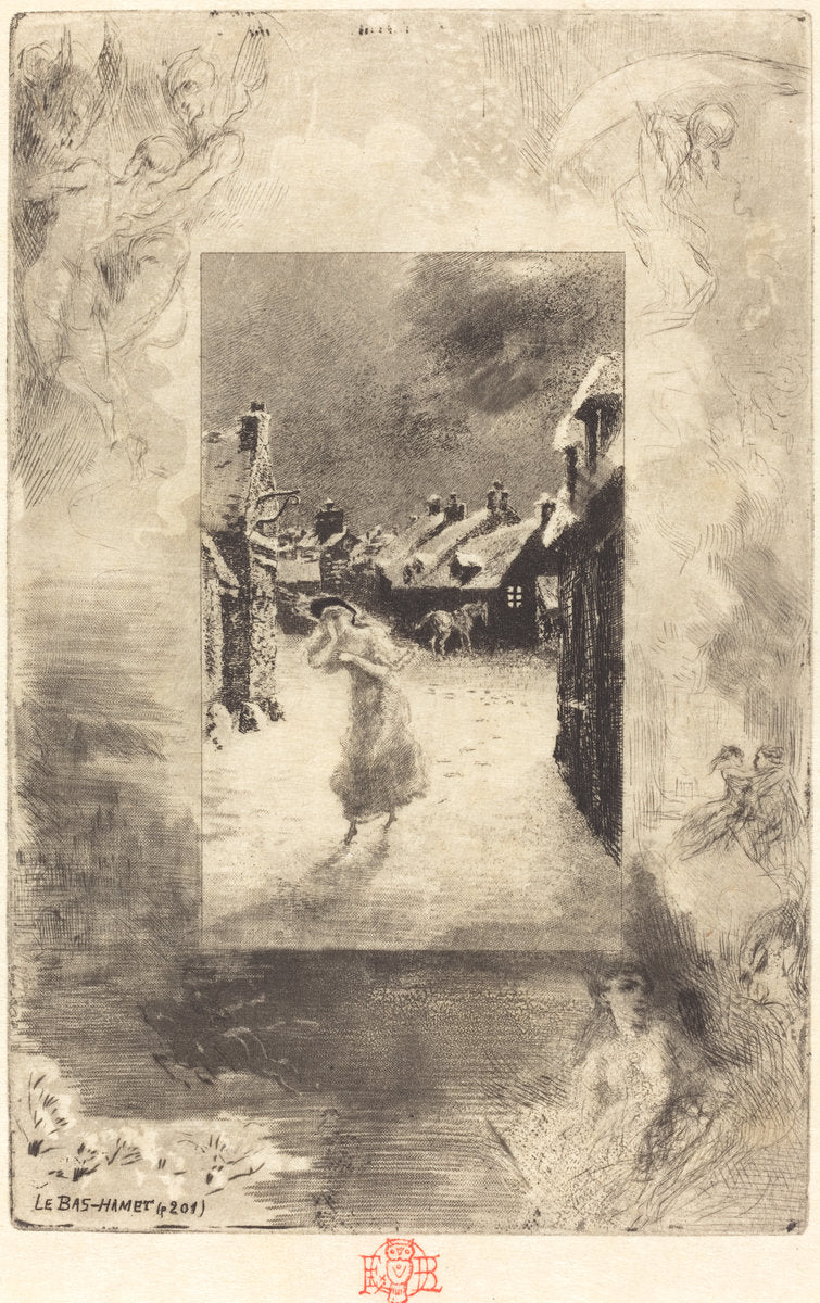 Le Bas-Hamet by Félix-Hilaire Buhot (French, 1847 - 1898), 16X12"(A3)Poster Print