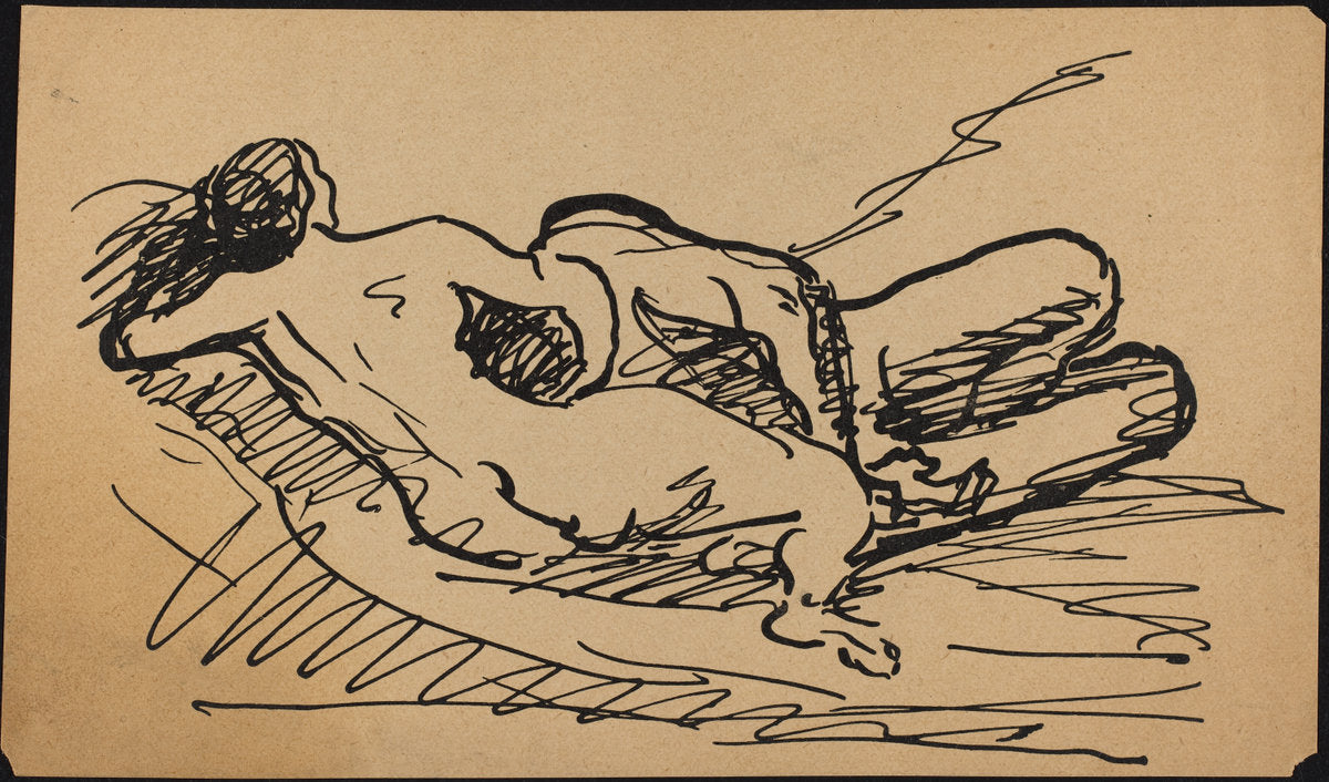 Reclining Nude by Albert Weisgerber (German, 1878 - 1915), 16X12"(A3)Poster Print