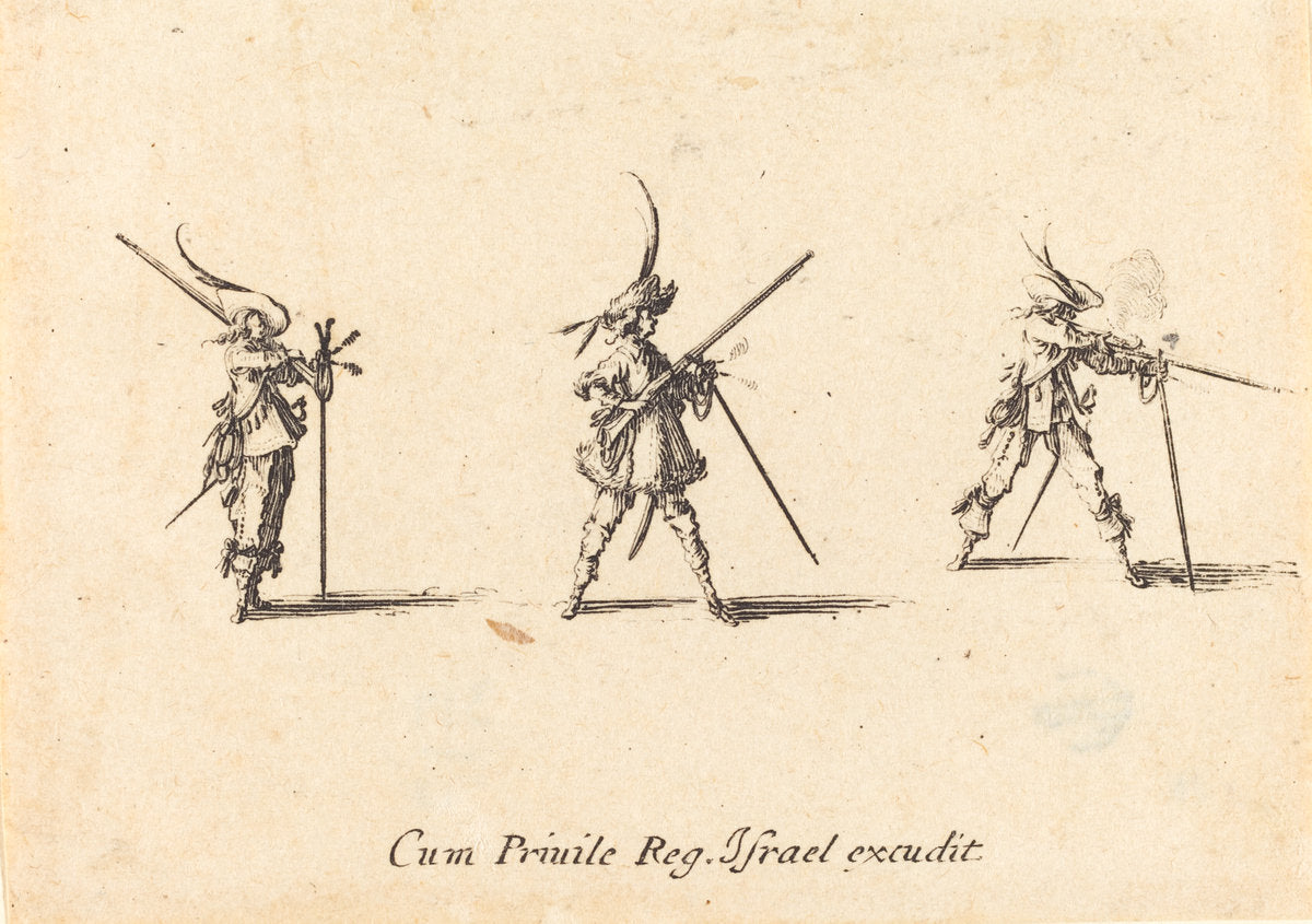 Firing the Musket by Jacques Callot (French, 1592 - 1635), 16X12"(A3)Poster Print