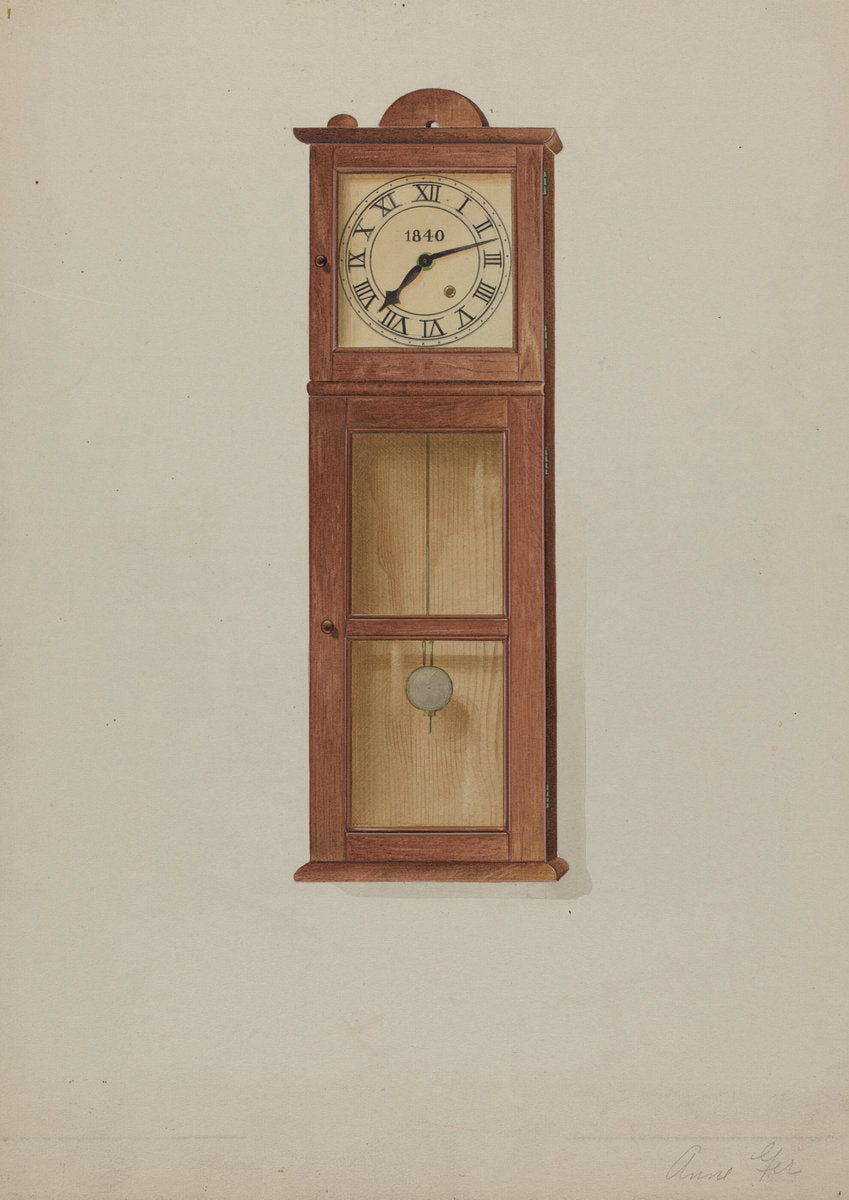Shaker Wall Clock by Anne Ger (American, active c. 1935), 16X12"(A3)Poster Print
