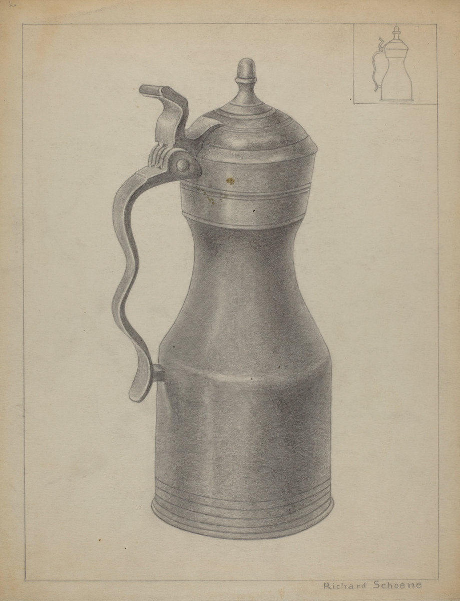 Pewter Tankard by Richard Schoene (American, active c. 1935), 16X12"(A3)Poster Print