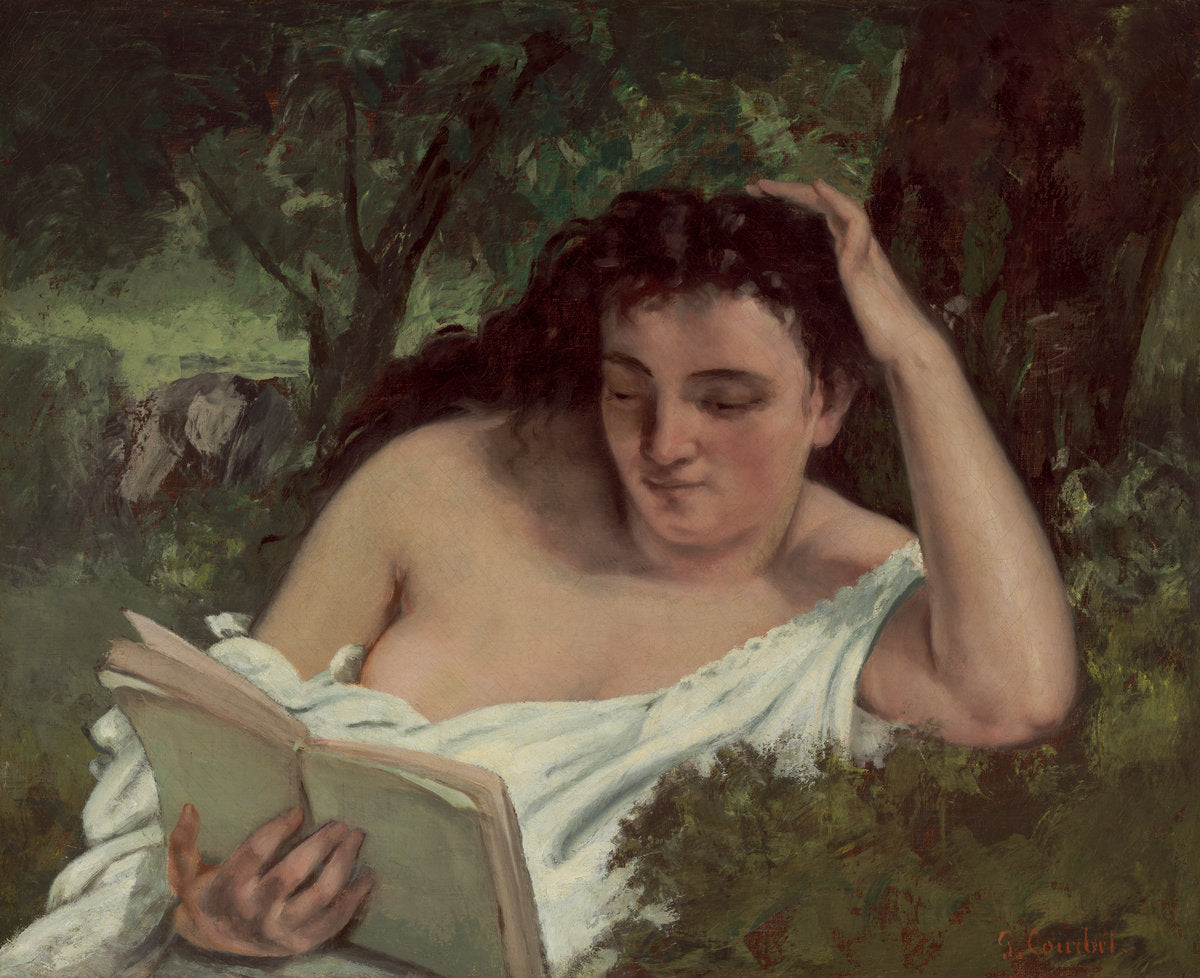 A Young Woman Reading by Gustave Courbet (French, 1819 - 1877), 16X12"(A3)Poster Print