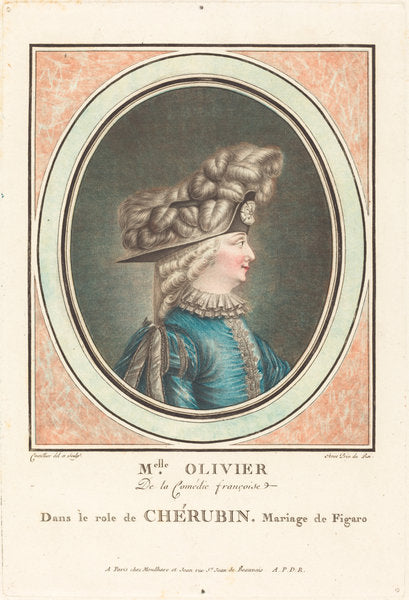 Mademoiselle Ollivier by J. Coutellier (French, active second half 18th century), 16X12"(A3)Poster Print