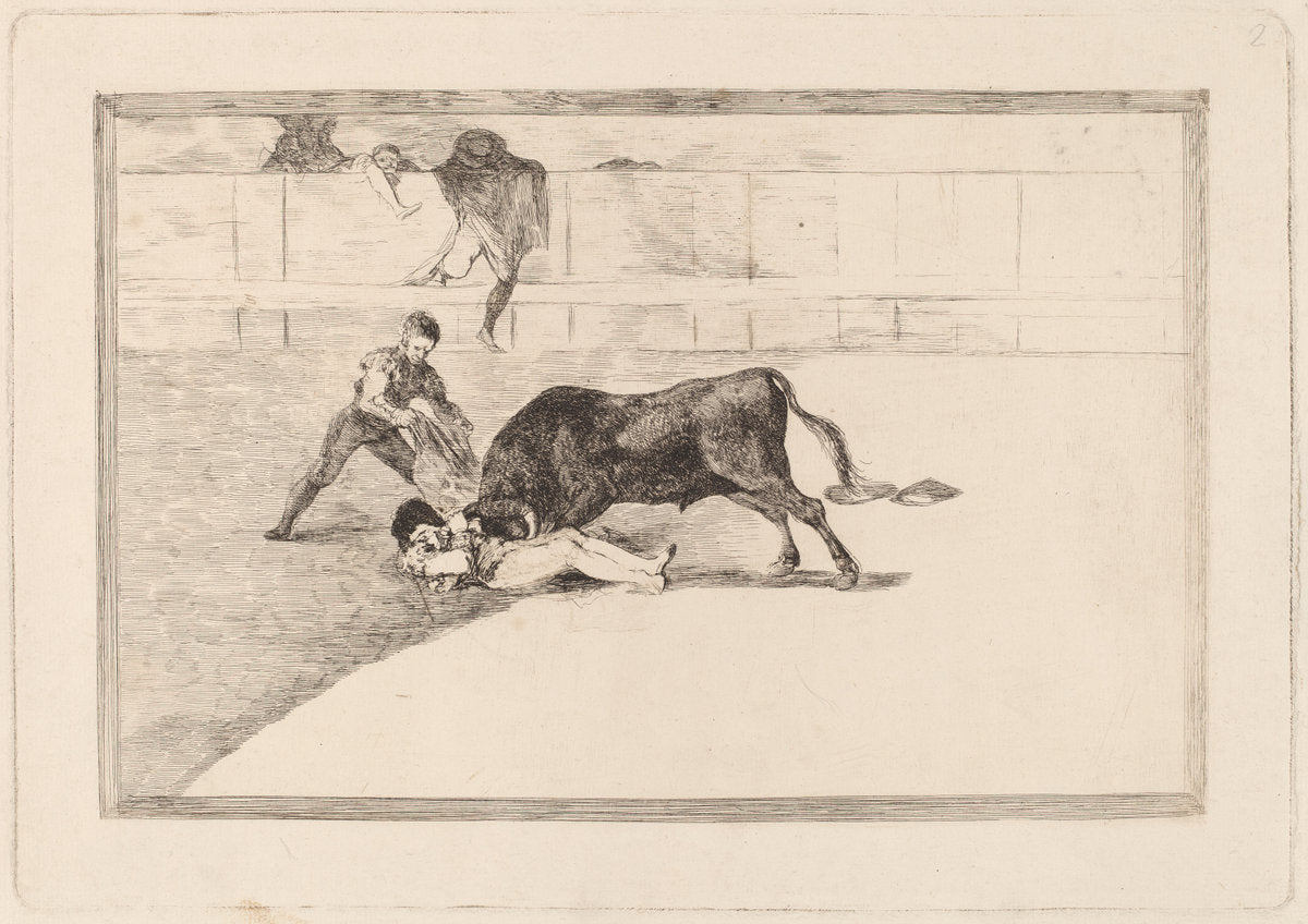 La desgraciada muerte de Pepe Illo en la plaza de Madrid (The Unlucky Death of Pepe Illo in the Ring at Madrid) by Francisco de Goya (Spanish, 1746 - 1828), 16X12"(A3)Poster Print