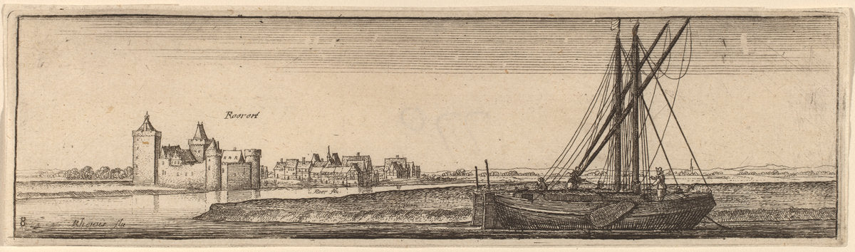 Roerort by Wenceslaus Hollar (Bohemian, 1607 - 1677), 16X12"(A3)Poster Print