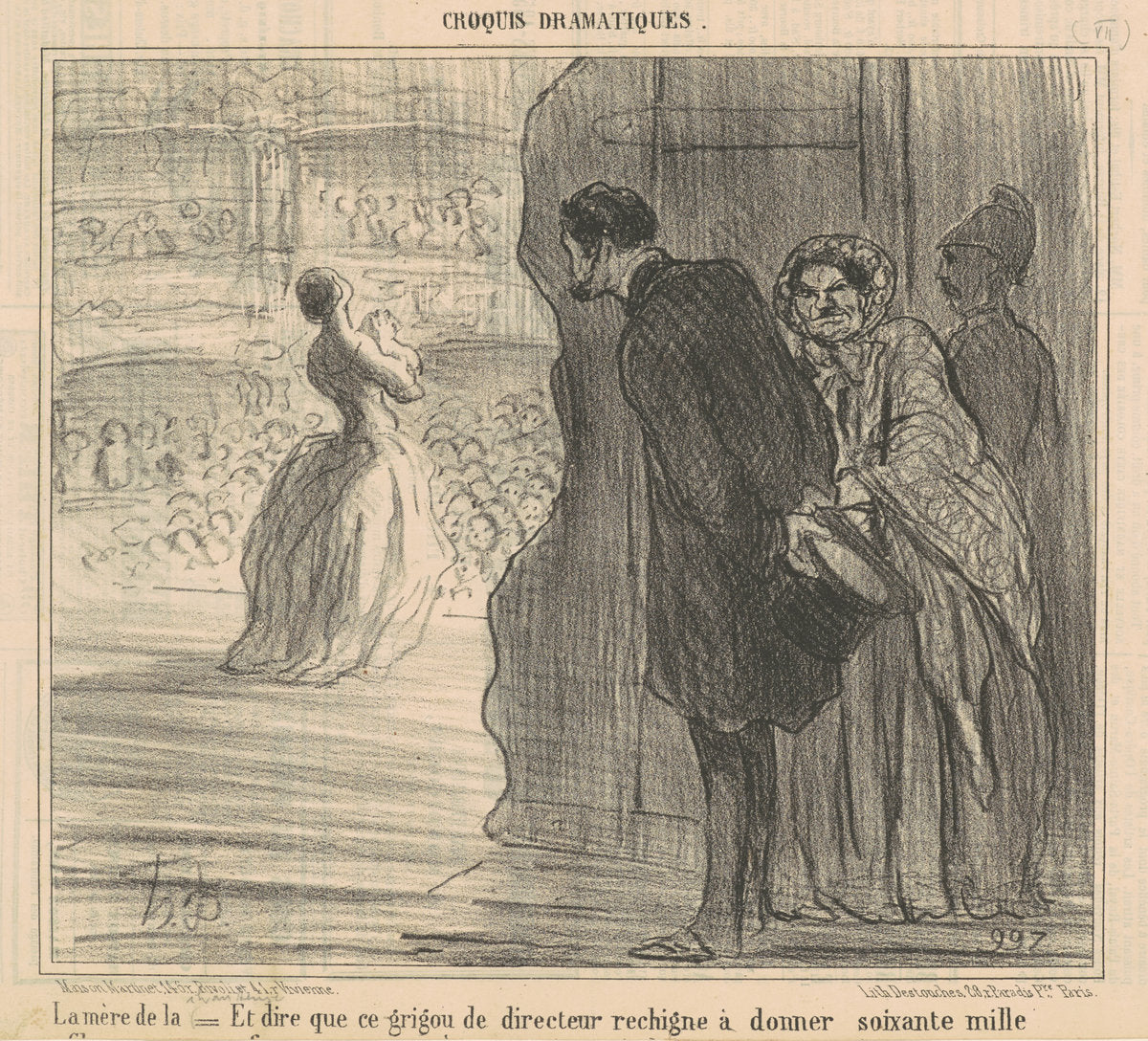 Le mère d ela chanteuse by Honoré Daumier (French, 1808 - 1879), 16X12"(A3)Poster Print