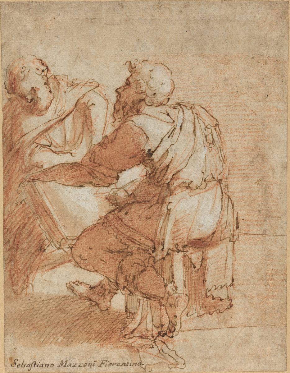 Study for "The Four Doctors of the Church" by Domenico Beccafumi (Sienese, c. 1485 - 1551), 16X12"(A3)Poster Print