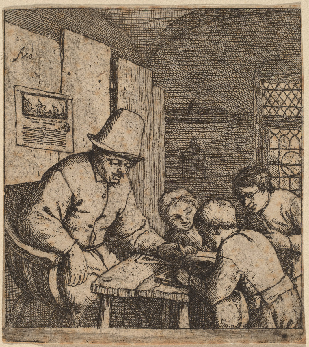 The Schoolmaster by Adriaen van Ostade (Dutch, 1610 - 1685), 16X12"(A3)Poster Print