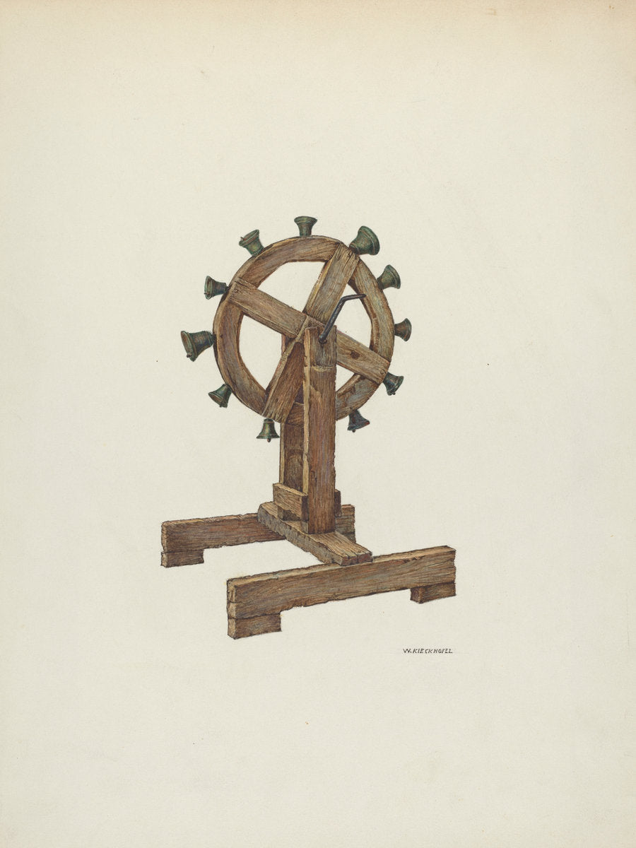 Altar Chimes on Wheel by William Kieckhofel (American, active c. 1935), 16X12"(A3)Poster Print