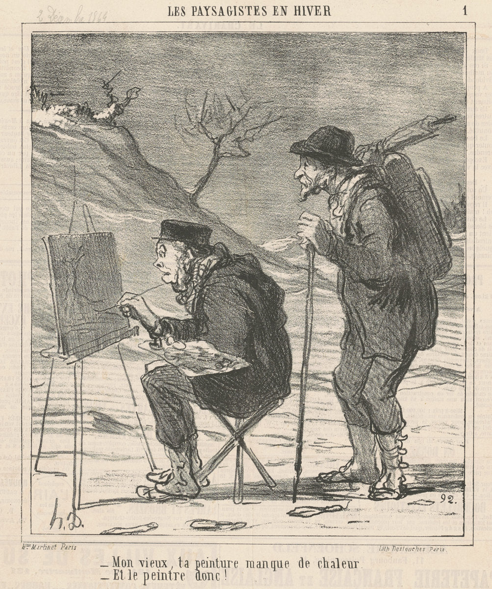 Mon vieux, ta peinture manque de chaleur ... by Honoré Daumier (French, 1808 - 1879), 16X12"(A3)Poster Print