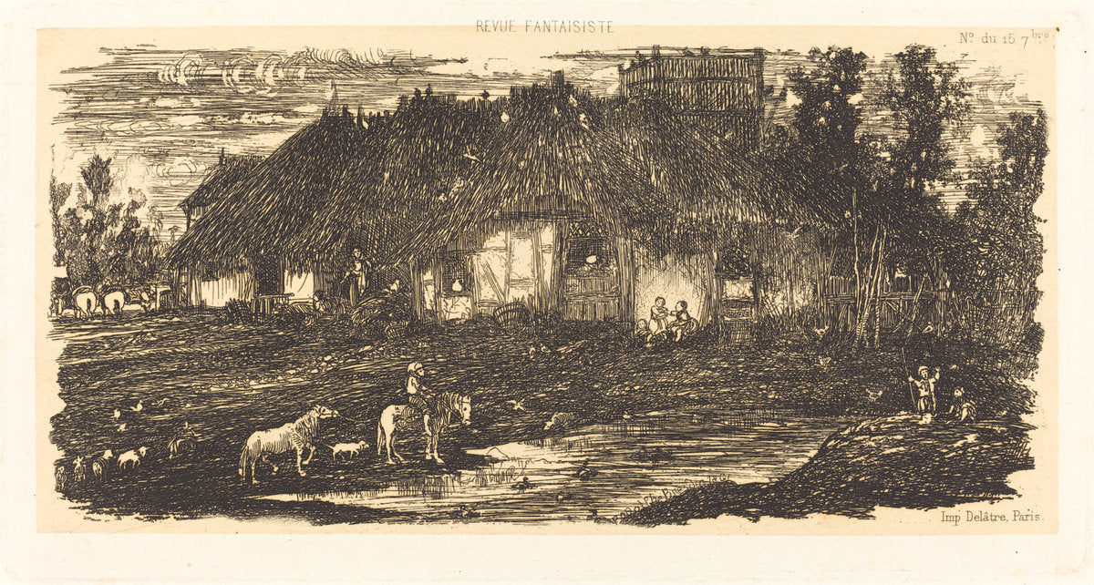 The Farmyard by Rodolphe Bresdin (French, 1822 - 1885), 16X12"(A3)Poster Print