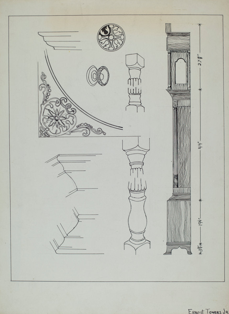 Clock by Ernest A. Towers, Jr. (American, active c. 1935), 16X12"(A3)Poster Print