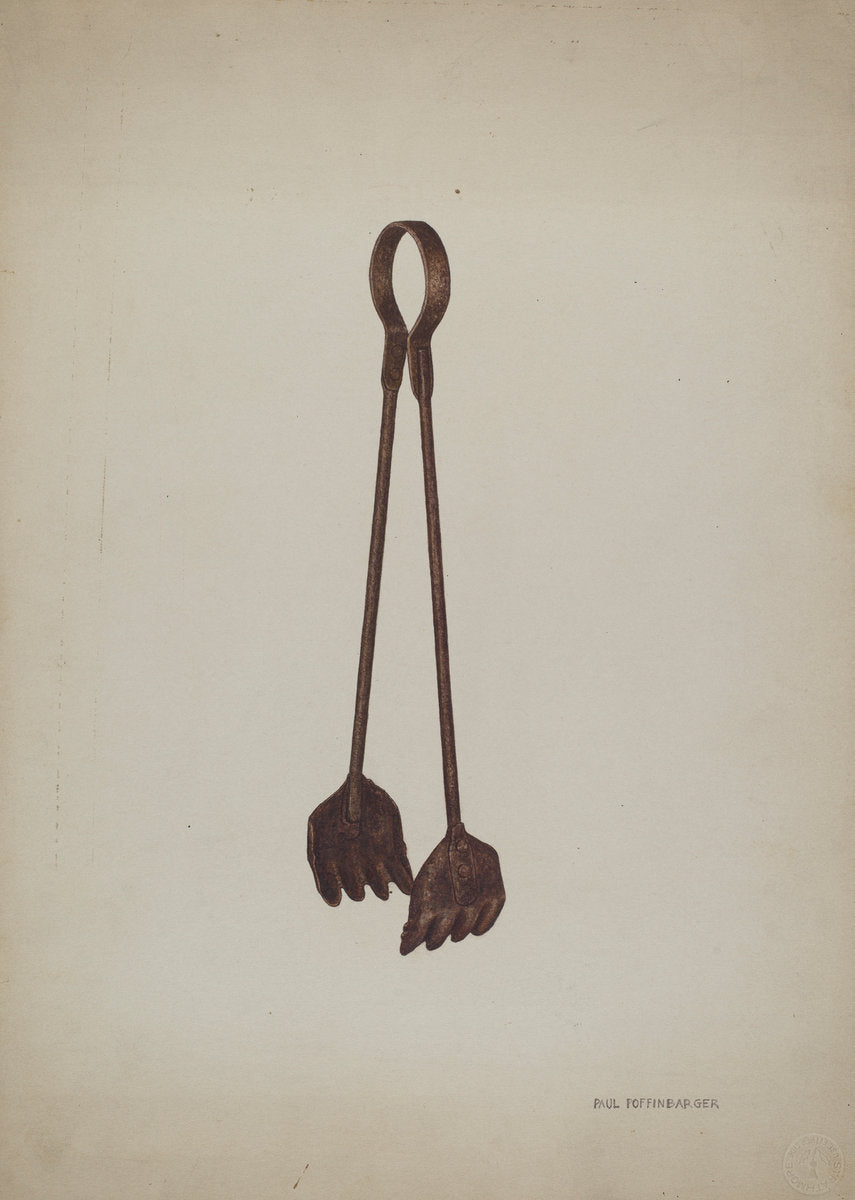 Fireplace Tongs by Paul Poffinbarger (American, active c. 1935), 16X12"(A3)Poster Print