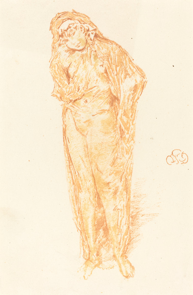 Draped Figure, Standing by James McNeill Whistler (American, 1834 - 1903), 16X12"(A3)Poster Print