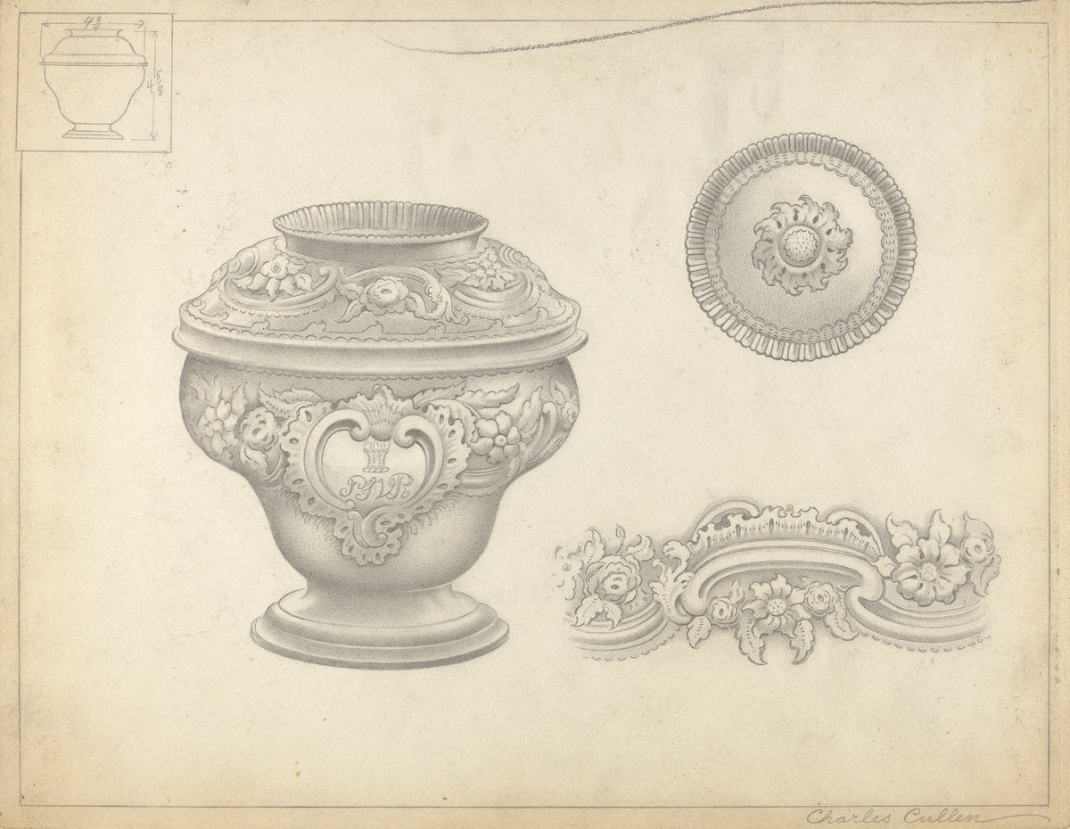 Silver Sugar Bowl by Charles Cullen (American, active c. 1935), 16X12"(A3)Poster Print