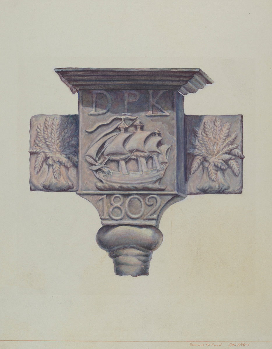 Ornamental Downspout by Samuel W. Ford (American, active c. 1935), 16X12"(A3)Poster Print