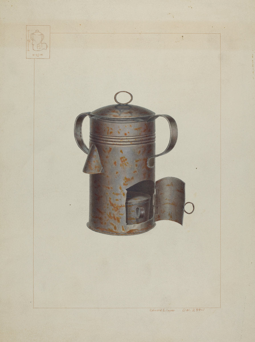 Tin Milk Warmer by Edward L. Loper (American, born 1916), 16X12"(A3)Poster Print