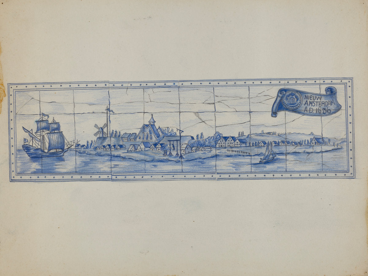 Tile by A. Zimet (American, active c. 1935), 16X12"(A3)Poster Print
