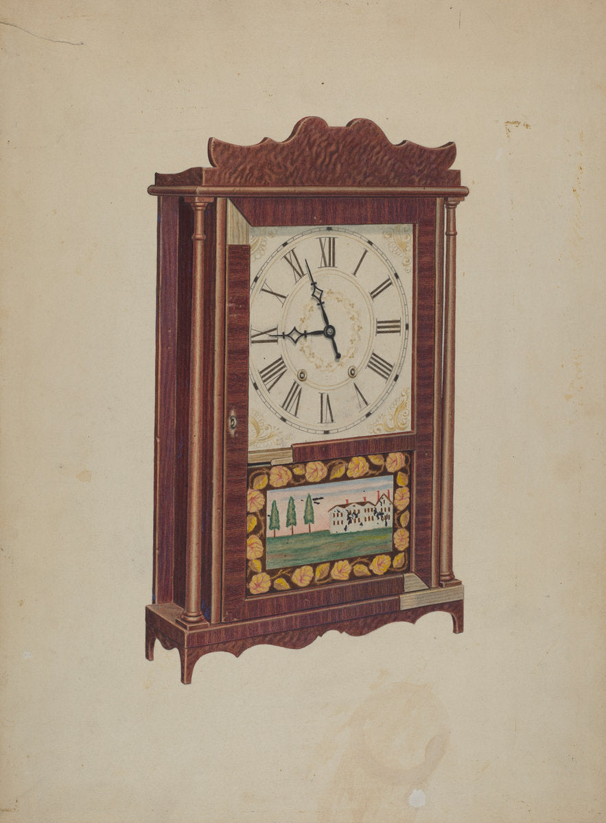 Shelf Clock by Edward Bashaw (American, active c. 1935), 16X12"(A3)Poster Print