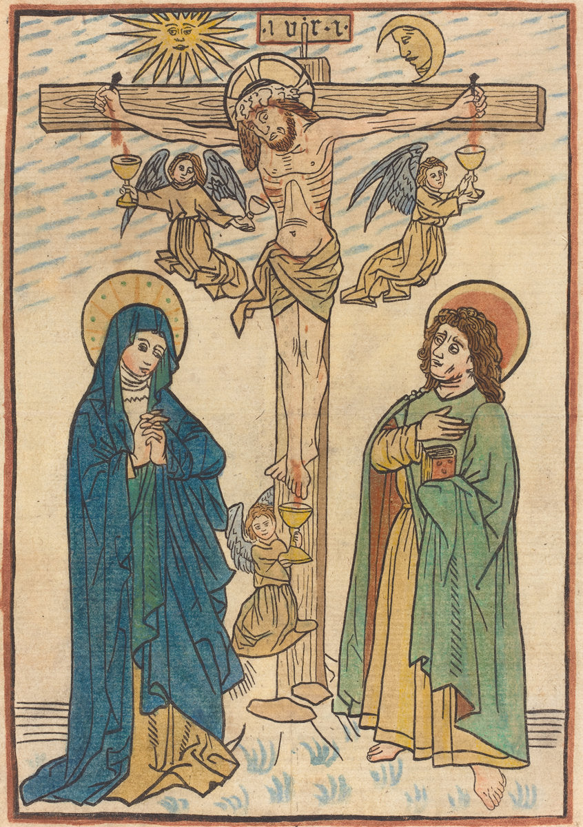 19th century by German 19th Century after German 15th Century (Christ on the Cross with Angels), 16X12"(A3)Poster Print