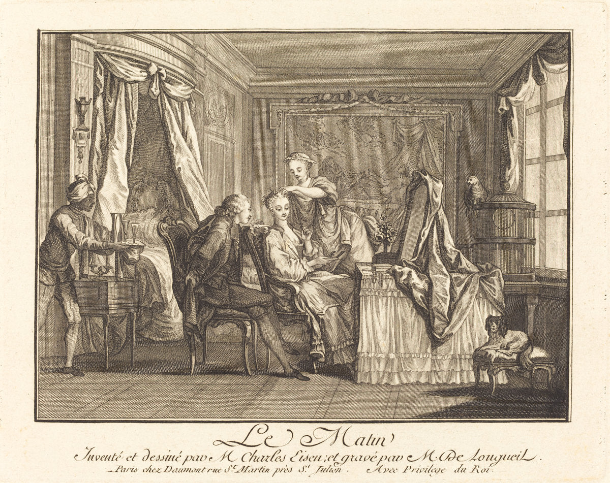 Le matin by Joseph de Longueil after Charles Eisen (French, 1730 - 1792), 16X12"(A3)Poster Print