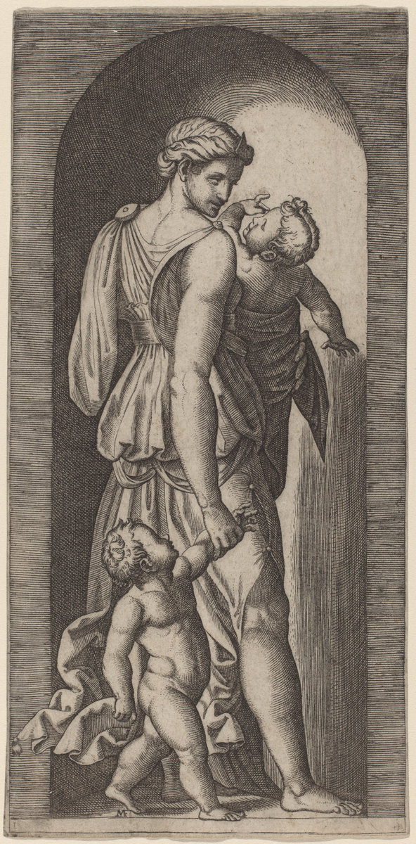 Charity by Marcantonio Raimondi after Raphael (Italian, c. 1480 - c. 1534), 16X12"(A3)Poster Print