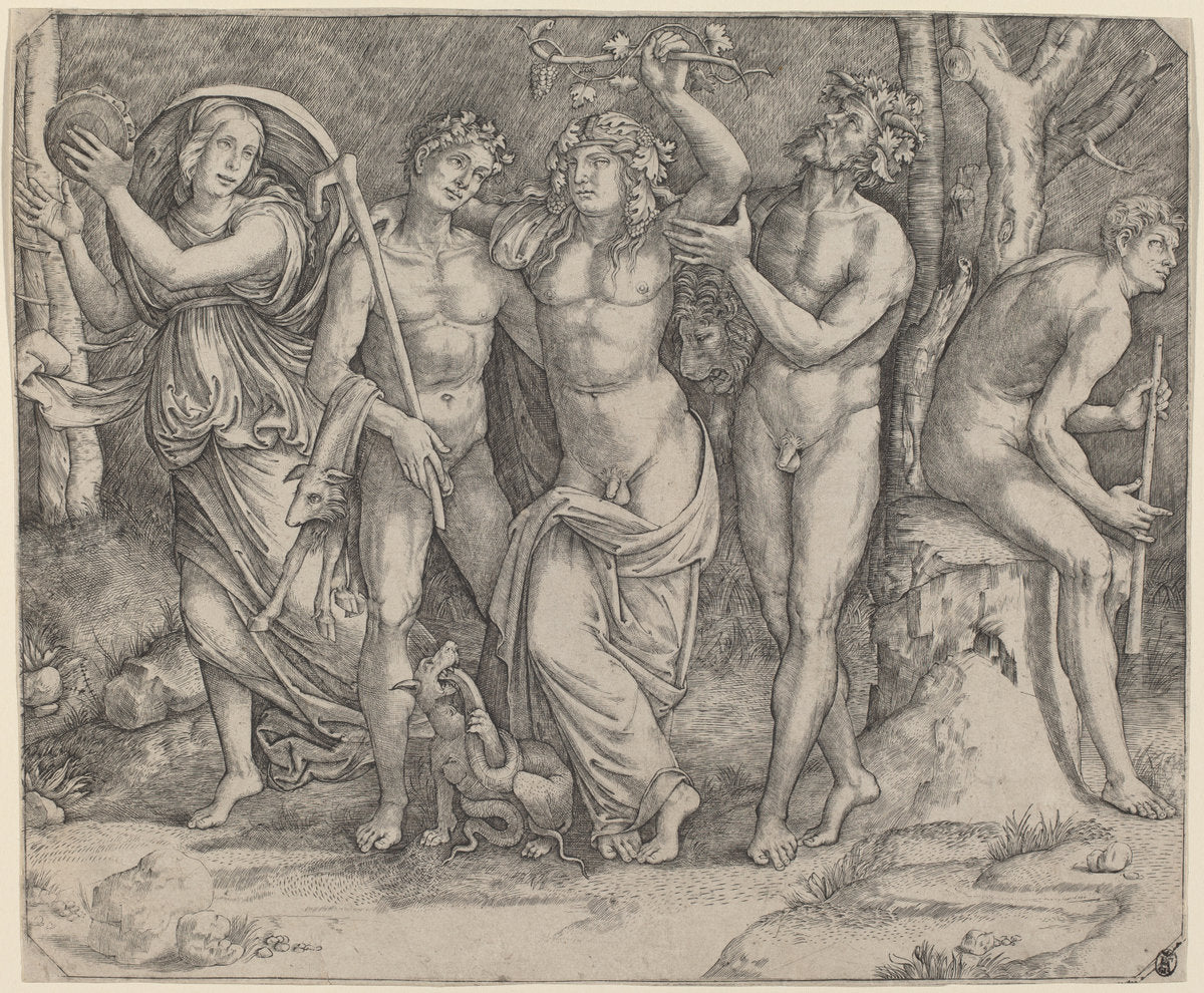 Bacchus and His Attendants by Jacopo Francia (Italian, 1486 or before - 1557), 16X12"(A3)Poster Print