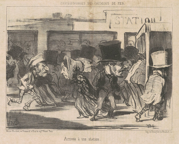 Arrivée a une station by Honoré Daumier (French, 1808 - 1879), 16X12"(A3)Poster Print