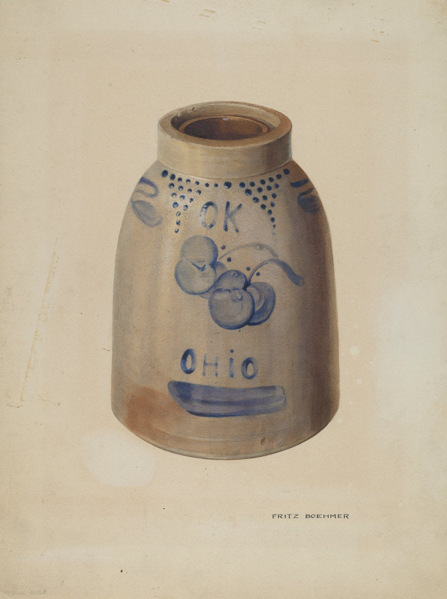 Apple Butter Crock by Fritz Boehmer (American, active c. 1935), 16X12"(A3)Poster Print