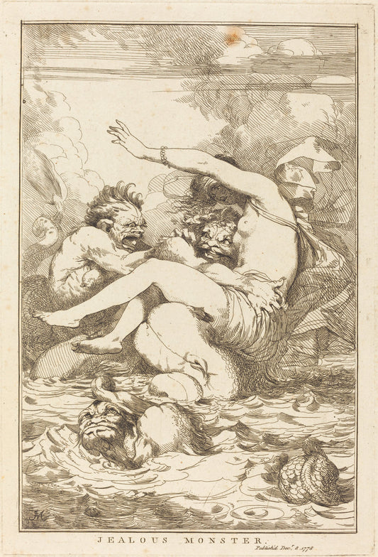 Jealous Monster by John Hamilton Mortimer (British, 1740 - 1779), 16X12"(A3)Poster Print